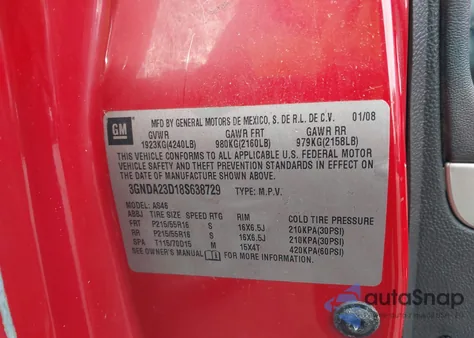 2008 Chevrolet Hhr Lt z USA, uszkodzony, nr VIN 3GNDA23D18S638729